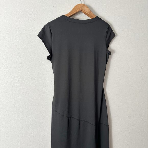 Athleta TALL Nectar Faux Wrap Black Knee Length Dress‎ Women's Size XL TALL - Picture 10 of 13